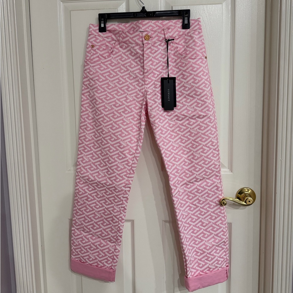 New VERSACE KIDS La Greca printed jeans - Size 14